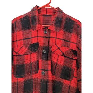 Red & Black Plaid Long Sleeve Button-Up Shirt Jacket XL Juniors